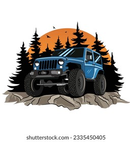 Off road Jeep car vector illustration 