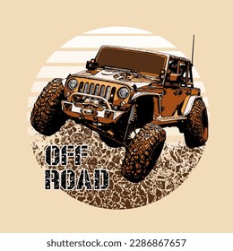 Off road jeep Mountain ,vector illustration