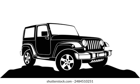 off Road jeep silhouette vector art design