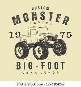 off road monster truck big foot race print for t-shirt