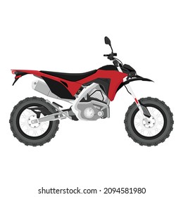 Motocicleta fuera de la carretera aislada en afiche de fondo blanco, cartel. Vector
