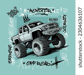 Off Road powerful monster truck, vector design illustration