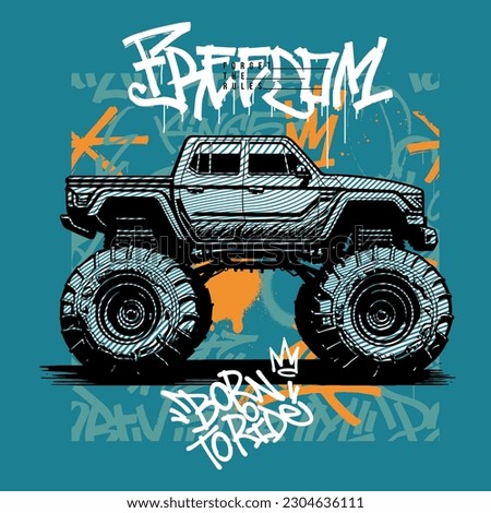 Off Road powerful monster truck, vector design illustration
