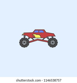 off road racing car field outline icon. Element of monster trucks show icon for mobile concept and web apps. Field outline off road racing car icon can be used for web and mobile on blue background