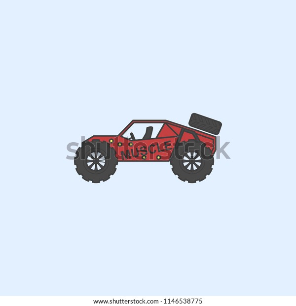 off road racing car field outline icon.\
Element of monster trucks show icon for mobile concept and web\
apps. Field outline off road racing car icon can be used for web\
and mobile on blue\
background