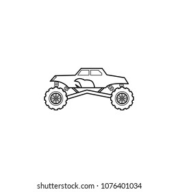 off road racing car illustration. Element of extreme races for mobile concept and web apps. Thin line off road racing car illustration can be used for web and mobile. Premium icon on white background