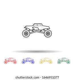 Off road racing car multi color style icon. Simple thin line, outline vector of bigfoot car icons for ui and ux, website or mobile application