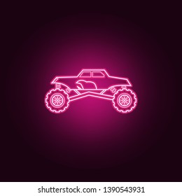 Off road racing car neon icon. Elements of bigfoot car set. Simple icon for websites, web design, mobile app, info graphics
