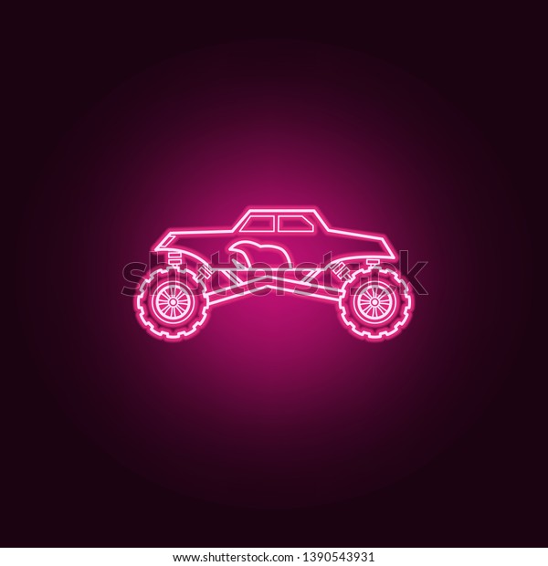 Off\
road racing car neon icon. Elements of bigfoot car set. Simple icon\
for websites, web design, mobile app, info\
graphics