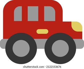 Off road red transport car, illustration, vector on a white background.