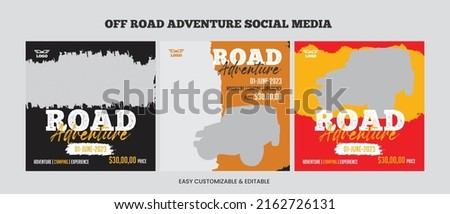 Off road social media post template bundle. Car social media web banner set