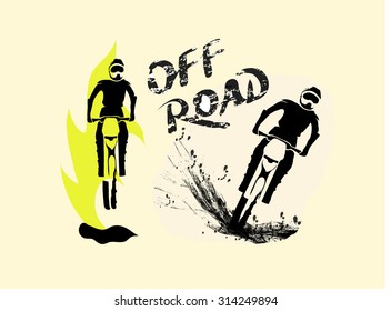 Off Road Sport Motorcycle Rider. Vector Set Illustration 