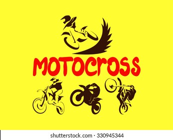 Off road sport Motorcycle, set. vector illustration 