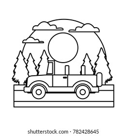 Off road sport truck In the forest