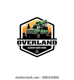 off road SUV car with roof - pop up tent illustration logo vector svg