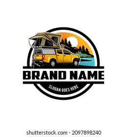Off road SUV car with roof - pop up tent illustration logo vector svg