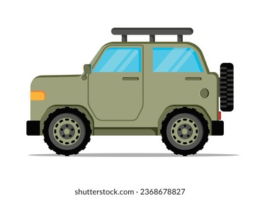 Off road suv car vector flat design. Military army car jeep vehicle isolated on white background