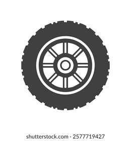 Off Road Tire Symbol with a Complex Rim Detail
