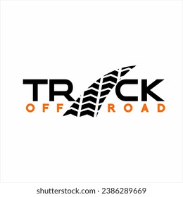 Off road track word design with illustration of wheel tracks on the letter A.