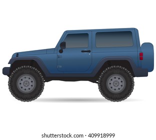 Off road vehicle, car for bad roads, vector illustration isolated on white