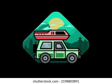 Off road vehicle car camping outdoor illustration badge design