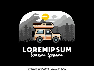 Off road vehicle car camping outdoor illustration badge design