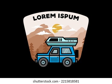 Off road vehicle car camping outdoor illustration badge design
