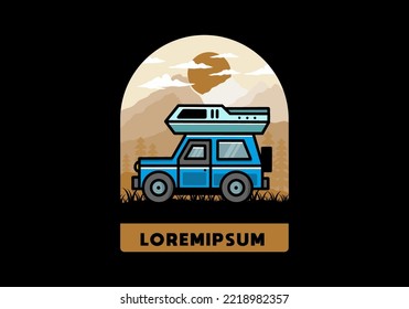 Off road vehicle car camping outdoor illustration badge design