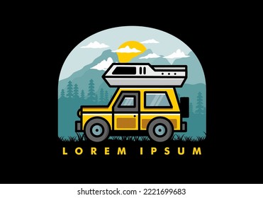 Off road vehicle car camping outdoor illustration badge design