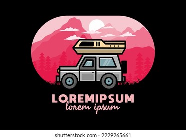 Off road vehicle car camping outdoor illustration badge design