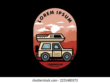 Off road vehicle car camping outdoor illustration badge design