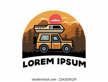 Off road vehicle car camping outdoor illustration badge design