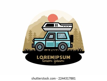Off road vehicle car camping outdoor illustration badge design