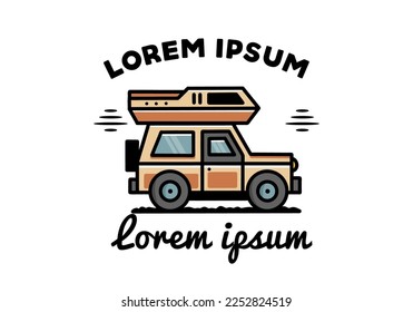 Diseño de la placa de la ilustración al aire libre del campamento para vehículos de carretera
