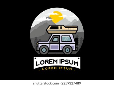 Off road vehicle car camping outdoor illustration badge design