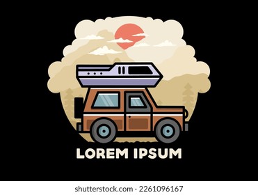 Off road vehicle car camping outdoor illustration badge design