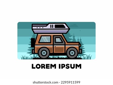 Off road vehicle car camping outdoor illustration badge design