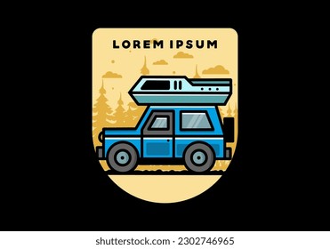 Off road vehicle car camping outdoor illustration badge design