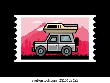 Off road vehicle car camping outdoor illustration badge design