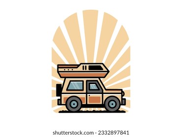 Off road vehicle car camping outdoor illustration badge design