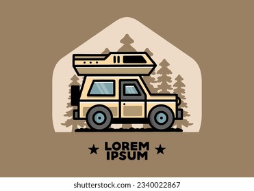 Off road vehicle car camping outdoor illustration badge design