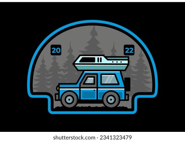 Off road vehicle car camping outdoor illustration badge design