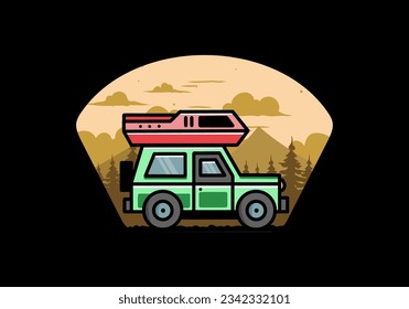 Off road vehicle car camping outdoor illustration badge design