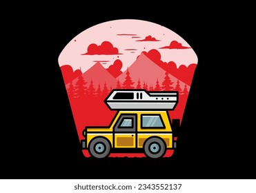 Off road vehicle car camping outdoor illustration badge design