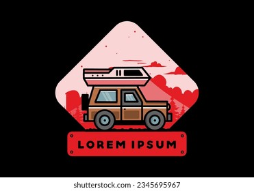 Off road vehicle car camping outdoor illustration badge design