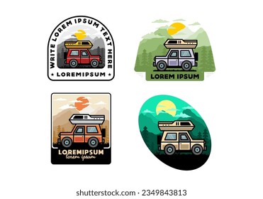 Off road vehicle car camping outdoor illustration badge design