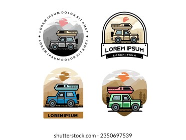 Off road vehicle car camping outdoor illustration badge design