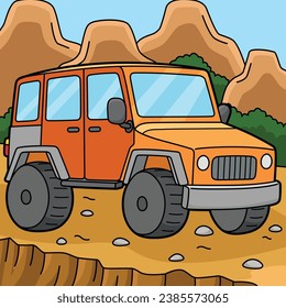 Off Road Vehicle Colored Cartoon Illustration