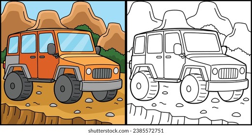 Off Road Vehicle Coloring Page Illustration