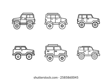 off road vehicle icon line art vector illustration